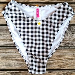 Betsey Johnson Black and White Checkered Swim Bottom